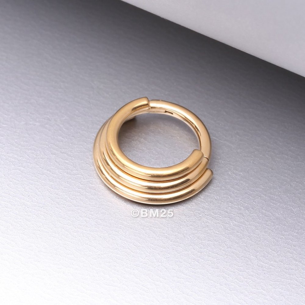 Pure24K Implant Grade Titanium Triple Stagger Seamless Clicker Hoop Ring